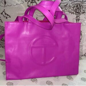 Telfar Hot Pink Shopping Tote with Embossed Logo